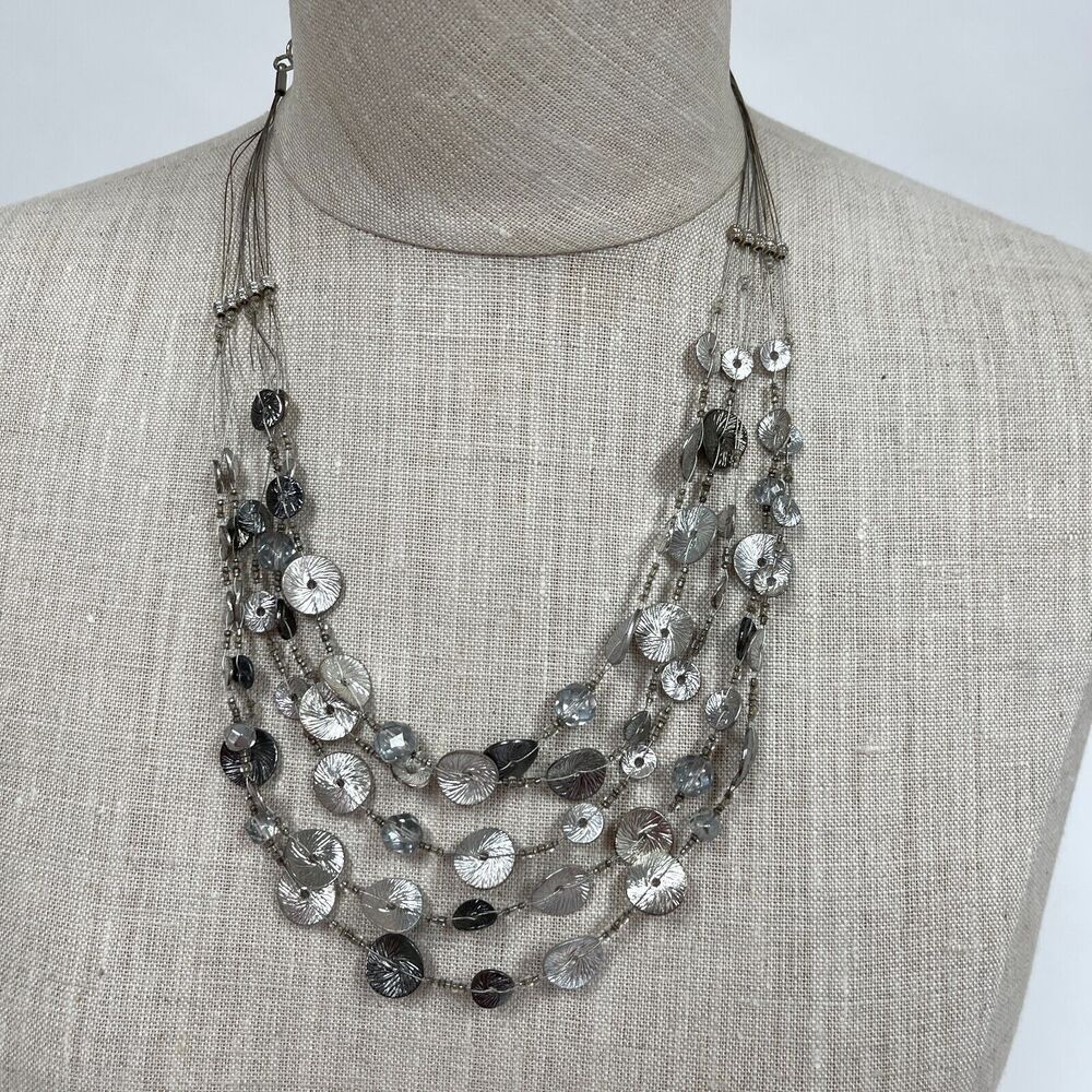 Chico's Silver-tone Beaded Women's Fashion Necklace‎